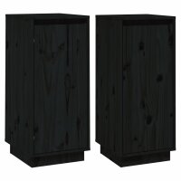 vidaXL Sideboards 2 Stk. Schwarz 31,5x34x75 cm Massivholz...