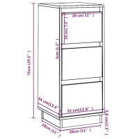 vidaXL Sideboard Weiß 32x34x75 cm Massivholz Kiefer