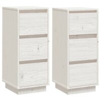 vidaXL Sideboards 2 Stk. Weiß 32x34x75 cm Massivholz Kiefer