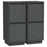 vidaXL Sideboards 2 Stk. Grau 31,5x34x75 cm Massivholz...