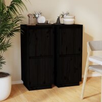 vidaXL Sideboards 2 Stk. Schwarz 31,5x34x75 cm Massivholz...