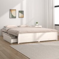 vidaXL Bett mit Schubladen Weiß 150x200 cm 5FT King Size