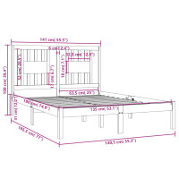 vidaXL Massivholzbett 135x190 cm 4FT6 Double