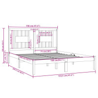 vidaXL Massivholzbett Grau 150x200 cm 5FT King Size