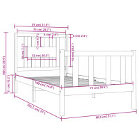 vidaXL Massivholzbett 75x190 cm 2FT6 Small Single