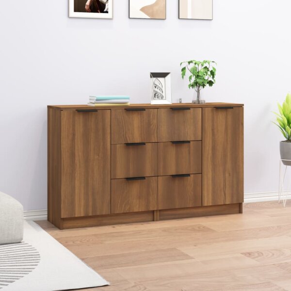 vidaXL Sideboards 2 Stk. Braun Eichen-Optik 60x30x70 cm Holzwerkstoff