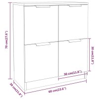 vidaXL Sideboards 2 Stk. Wei&szlig; 60x30x70 cm Holzwerkstoff