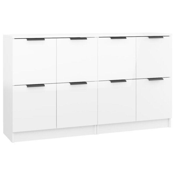 vidaXL Sideboards 2 Stk. Hochglanz-Wei&szlig; 60x30x70 cm Holzwerkstoff