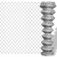 vidaXL Maschendrahtzaun Verzinkter Stahl 15&times;1,25 m Silbern