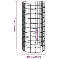 vidaXL Gabionen-S&auml;ule Rund Verzinkter Stahl &Oslash;50x100 cm