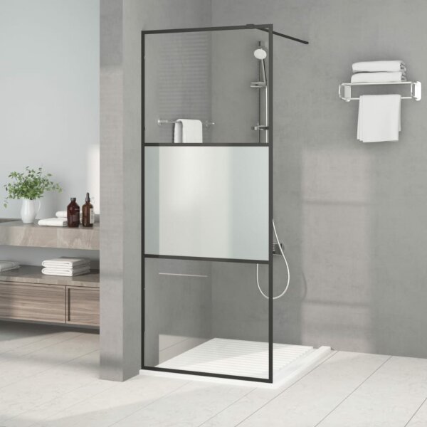 vidaXL Duschwand f&uuml;r Begehbare Dusche Schwarz 80x195 cm Halbmatt ESG