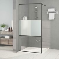 vidaXL Duschwand f&uuml;r Begehbare Dusche Schwarz 100x195 cm Halbmatt ESG