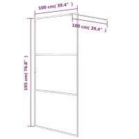 vidaXL Duschwand f&uuml;r Begehbare Dusche Schwarz 100x195 cm Halbmatt ESG