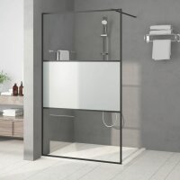 vidaXL Duschwand f&uuml;r Begehbare Dusche Schwarz 115x195 cm Halbmatt ESG