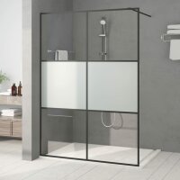 vidaXL Duschwand f&uuml;r Begehbare Dusche Schwarz 140x195 cm Halbmatt ESG