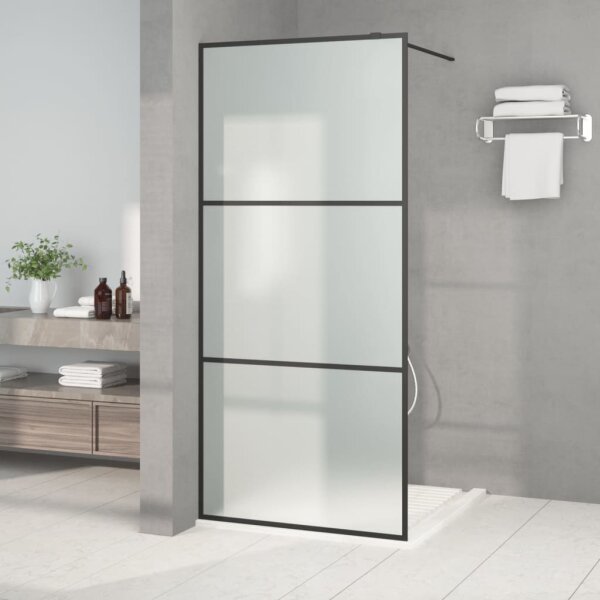 vidaXL Duschwand f&uuml;r Begehbare Dusche Schwarz 90x195cm Matt ESG-Glas