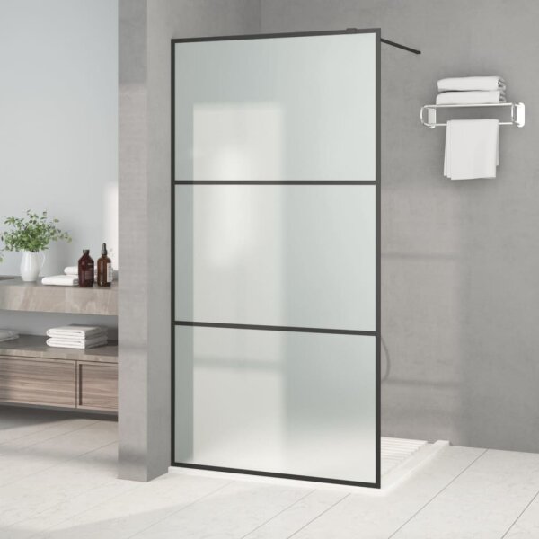 vidaXL Duschwand f&uuml;r Walk-In Dusche Schwarz 100x195 cm ESG Mattiert