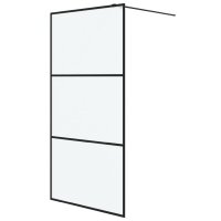 vidaXL Duschwand f&uuml;r Walk-In Dusche Schwarz 100x195 cm ESG Mattiert