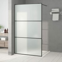 vidaXL Duschwand f&uuml;r Begehbare Dusche Schwarz 115x195 cm Matt ESG-Glas