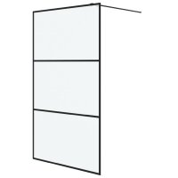 vidaXL Duschwand f&uuml;r Begehbare Dusche Schwarz 115x195 cm Matt ESG-Glas