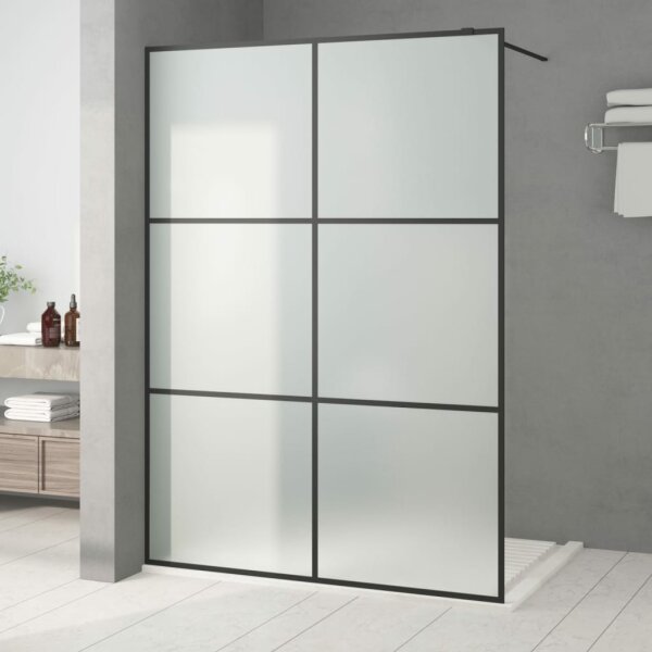 vidaXL Duschwand f&uuml;r Begehbare Dusche Schwarz 140x195 cm Matt ESG-Glas