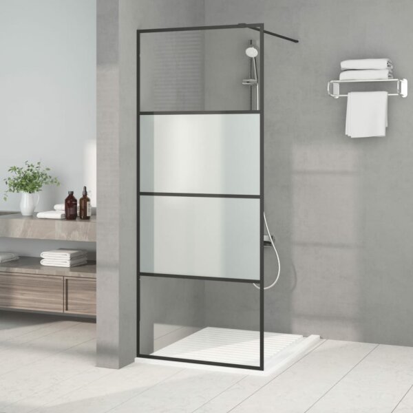 vidaXL Duschwand f&uuml;r Walk-In Dusche Schwarz 80x195 cm ESG Halbmattiert