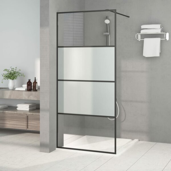 vidaXL Duschwand f&uuml;r Begehbare Dusche Schwarz 90x195cm Halbmatt ESG