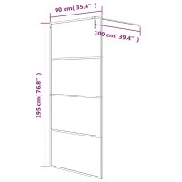 vidaXL Duschwand f&uuml;r Begehbare Dusche Schwarz 90x195cm Halbmatt ESG