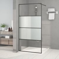 vidaXL Duschwand f&uuml;r Begehbare Dusche Schwarz 100x195 cm Halbmatt ESG