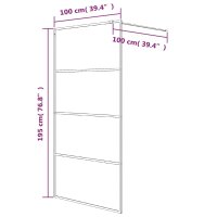 vidaXL Duschwand f&uuml;r Begehbare Dusche Schwarz 100x195 cm Halbmatt ESG