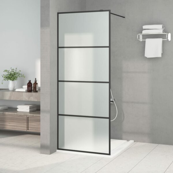 vidaXL Duschwand f&uuml;r Walk-In Dusche Schwarz 80x195 cm ESG Mattiert