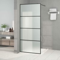 vidaXL Duschwand f&uuml;r Begehbare Dusche Schwarz 90x195cm Matt ESG-Glas