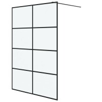 vidaXL Duschwand f&uuml;r Begehbare Dusche Schwarz 140x195 cm Matt ESG-Glas