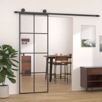 vidaXL Schiebetür Schwarz 76x205 cm ESG Glas und...