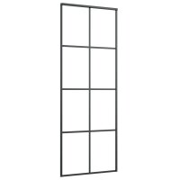 vidaXL Schiebet&uuml;r Schwarz 76x205 cm ESG Glas und Aluminium