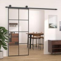 vidaXL Schiebetür Schwarz 90x205 cm ESG Glas und...