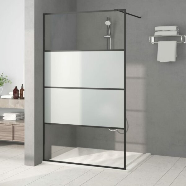 vidaXL Duschwand f&uuml;r Begehbare Dusche Schwarz 115x195 cm Halbmatt ESG