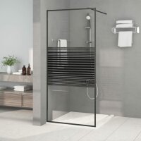 vidaXL Duschwand f&uuml;r Begehbare Dusche Schwarz 90x195 cm ESG-Glas Klar