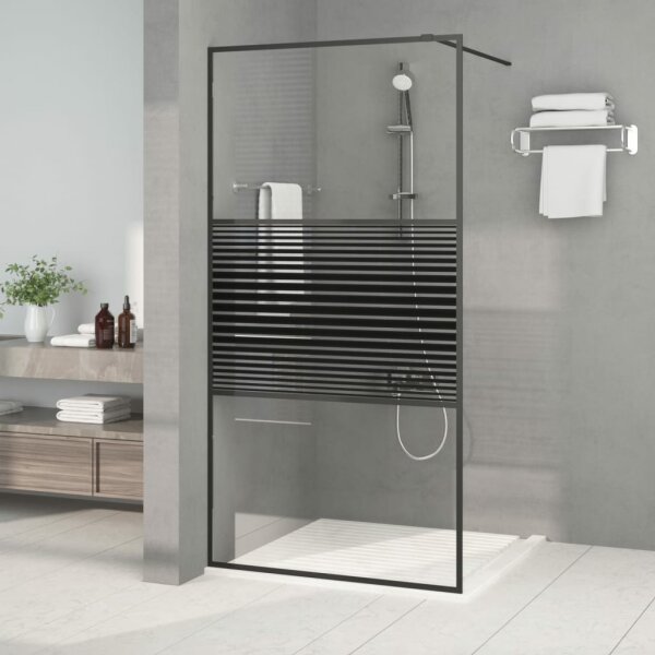 vidaXL Duschwand f&uuml;r Begehbare Dusche Schwarz 100x195 cm ESG-Glas Klar