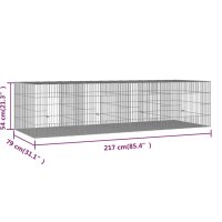 WOWONA Kaninchenk&auml;fig 4 Paneele 217x79x54 cm Verzinktes Eisen