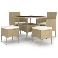 vidaXL 5-tlg. Garten-Essgruppe Poly Rattan Beige