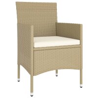 vidaXL 5-tlg. Garten-Bistro-Set Poly Rattan und Hartglas Beige