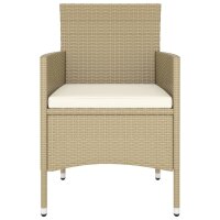 vidaXL 5-tlg. Garten-Bistro-Set Poly Rattan und Hartglas Beige