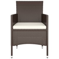 vidaXL 5-tlg. Garten-Bistro-Set Poly Rattan und Hartglas Braun