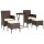 vidaXL 5-tlg. Garten-Bistro-Set Poly Rattan und Hartglas Braun