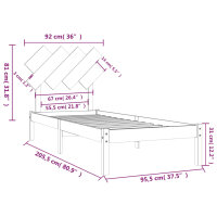 vidaXL Massivholzbett 90x200 cm