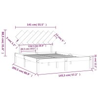 vidaXL Massivholzbett 140x200 cm