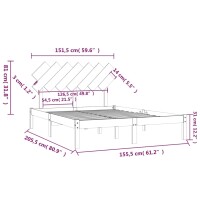 vidaXL Massivholzbett 150x200 cm 5FT King Size