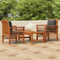 vidaXL 3-tlg. Garten-Lounge-Set mit Kissen Massivholz Akazie