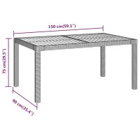 vidaXL Gartentisch 150x90x75 cm Poly Rattan und Akazienholz Grau